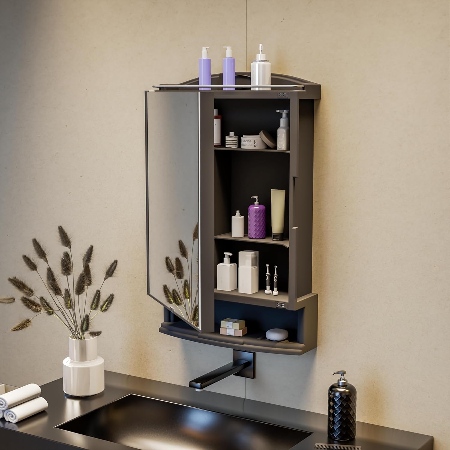 Plastic Premium Multipurpose Wall Mounted Storage Cabinet with Mirror