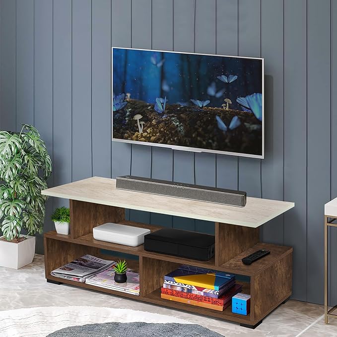 ABOUT SPACE TV Stand - Engineered Wood TV Showcase with Foot Pad Entertainment Console Shelf Storage