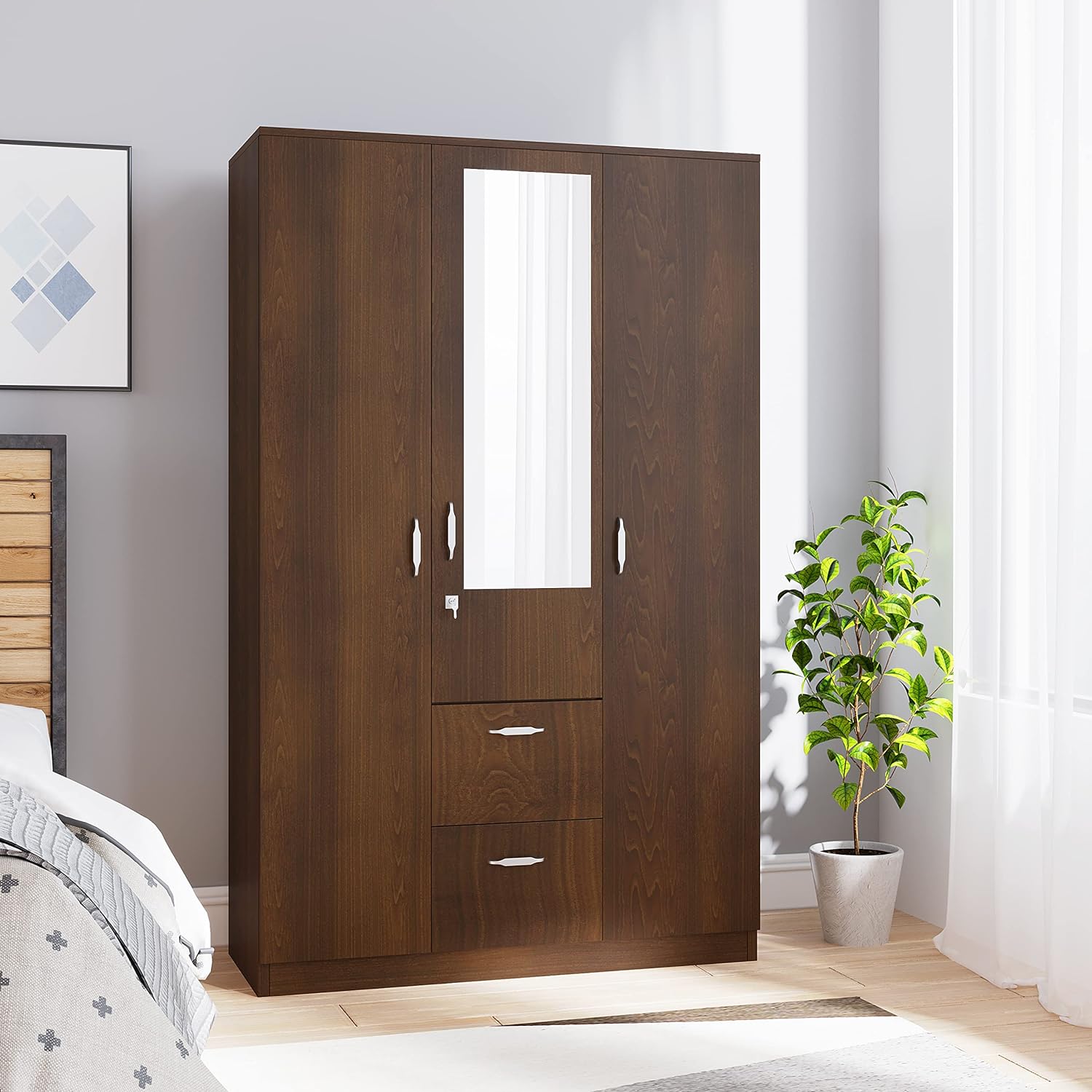 Nilkamal Mozart 3 Door Wardrobe With Mirror